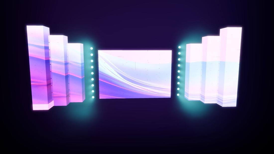 Concert stage with LED towers · 2