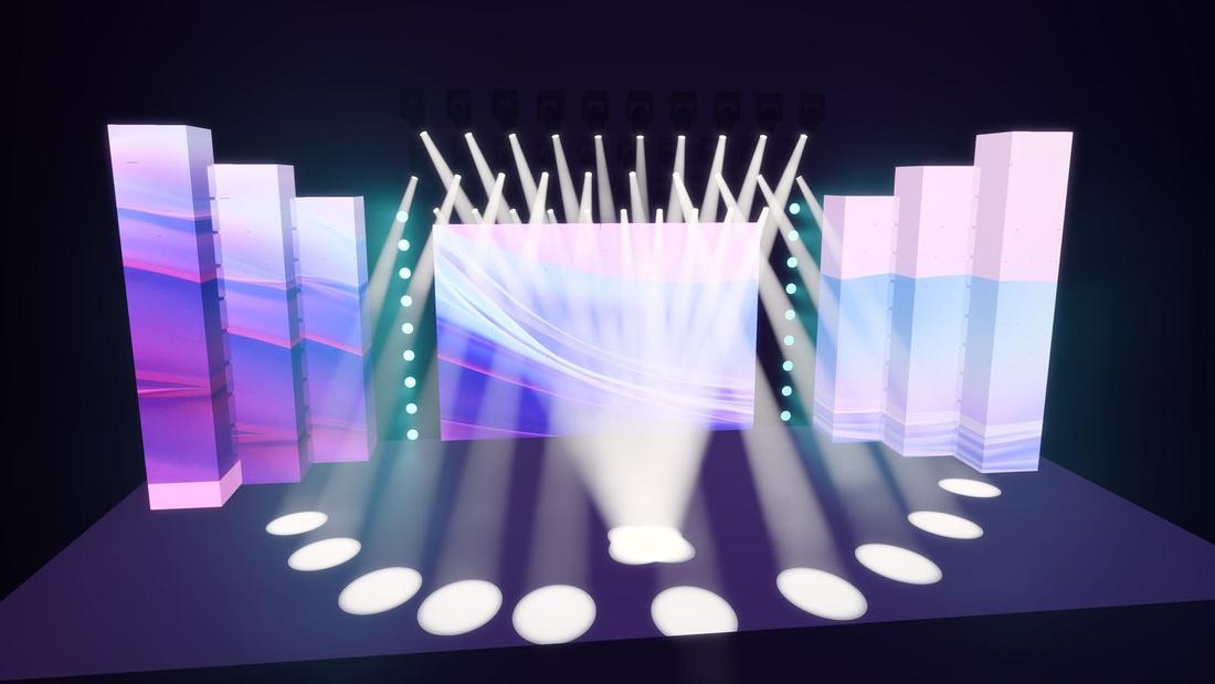 Concert stage with LED towers · 3