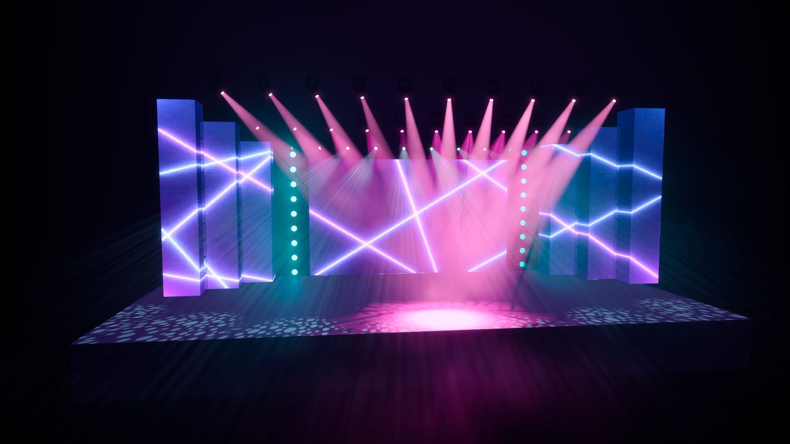Concert stage with LED towers: Concert stage with LED towers · 11