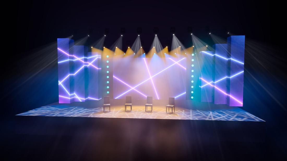 Concert stage with LED towers · 14