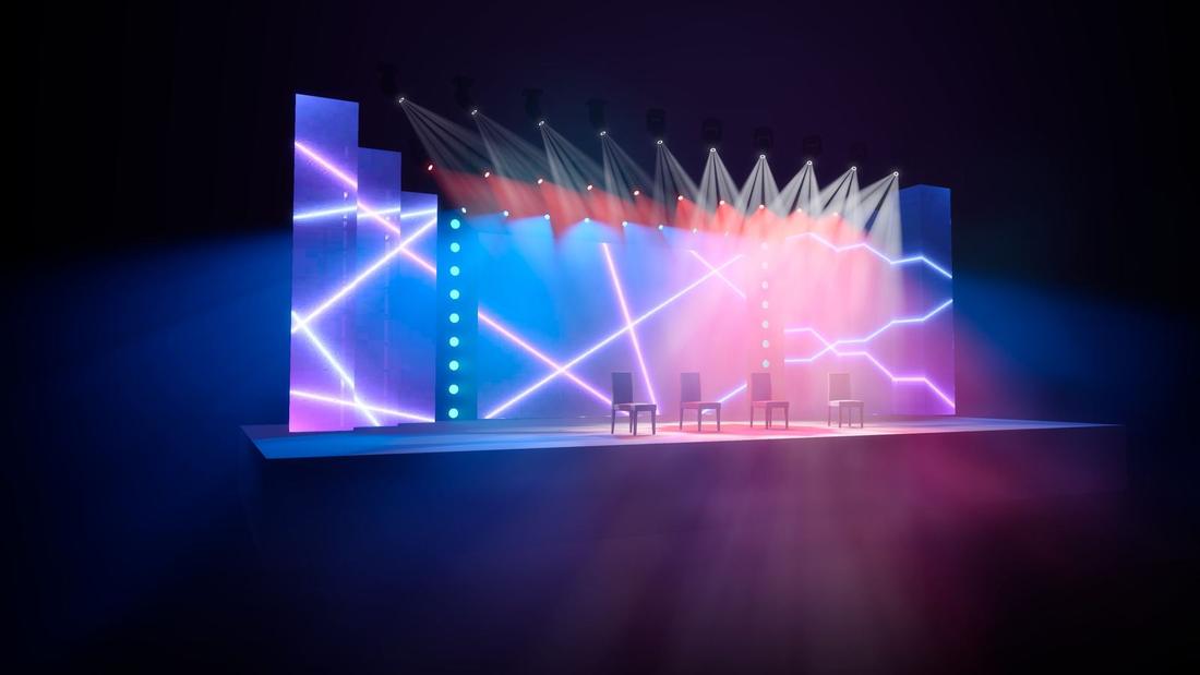 Concert stage with LED towers · 15