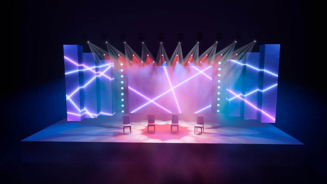 Concert stage with LED towers · 16
