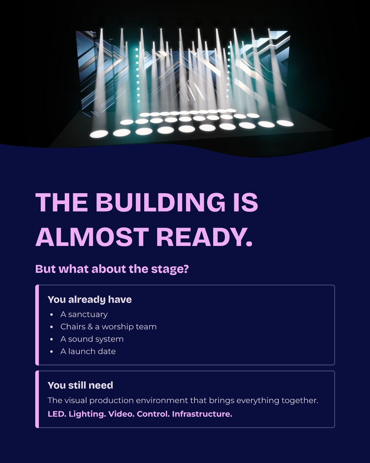 Stage lighting concept — white beams